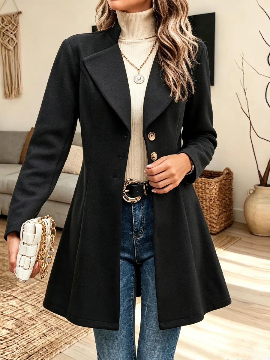 Retro Chic Warm Button Lapel Art Casual Stylish Long Sleeve Coat