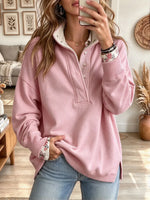 Women's Half Button Stand Collar Sweatshirt