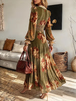 Vintage Elegant Floral Velvet Patchwork Lace Dress