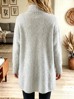 Women's Oversized Cable Knit Turtleneck Tunic Sweater