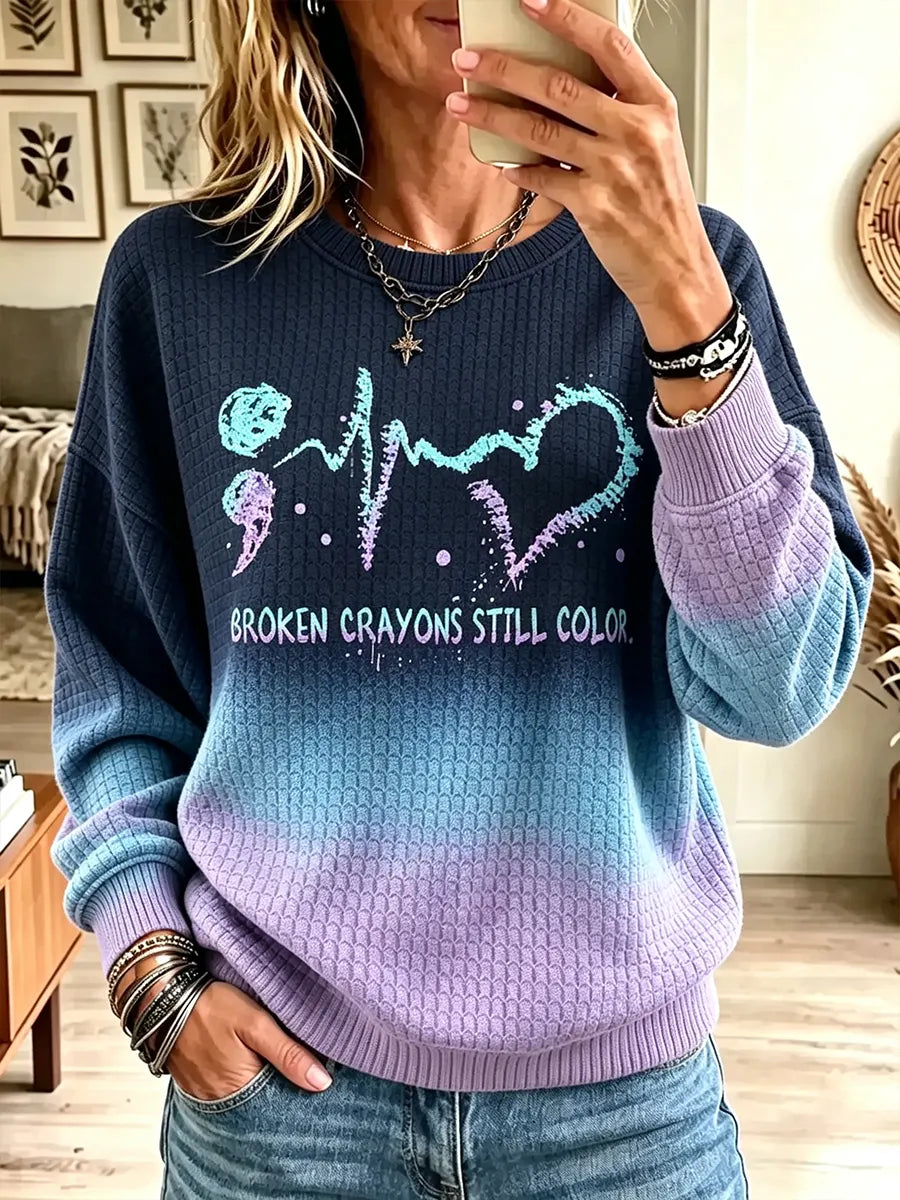 Vintage Mental Health Suicide Prevention Art Print Crewneck Sweatshirt