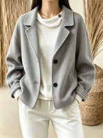 Women's Notched Lapel Single-Breasted Fleece Coat