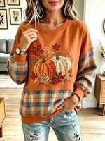 Vintage Pumpkin Autumn Pattern Art Casual Stylish Long Sleeve Sweatshirt