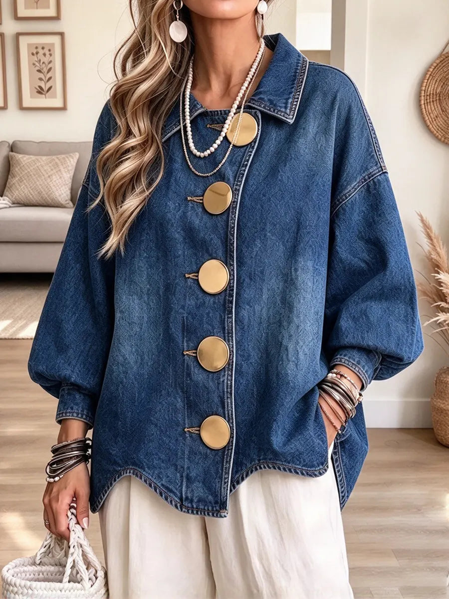 Retro Chic Art Casual Stylish Long Sleeve Lapel Denim Coat
