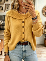 Vintage Elegant Asymmetric Lapel Cardigan Sweater