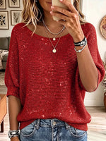 Vintage Elegant Glitter Knit Shirt