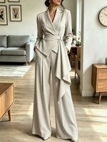 Retro Elegant Art Casual Stylish Long Sleeve Top And Pants Two-piece Set