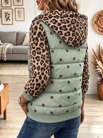 Vintage Elegant Leopard Print Patchwork Quilted Winter Jacket