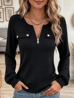 Women's Half-Zip Ribbed Knit Top