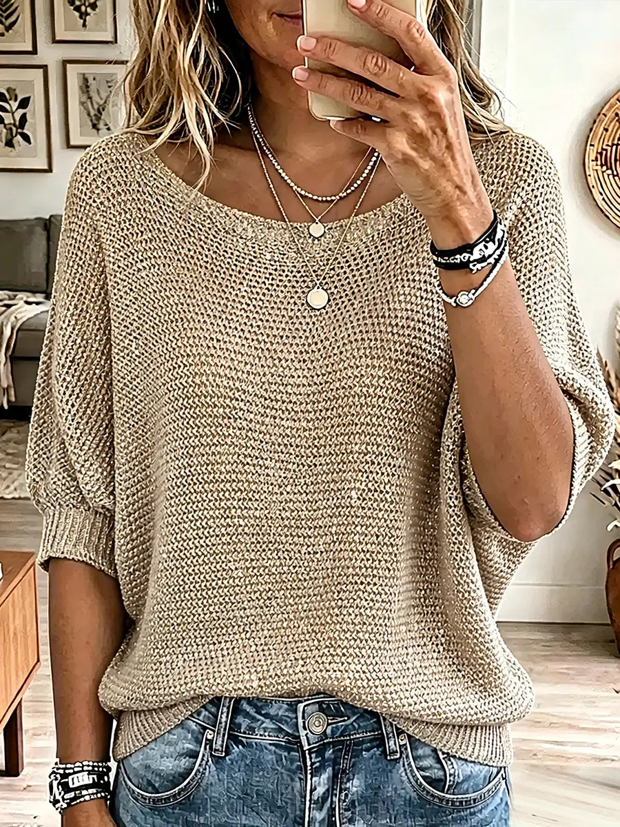 Vintage Elegant Glitter Knit Shirt