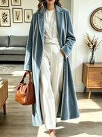 Retro Elegant Velvet Art Lapel Casual Stylish Long Sleeve Long Coat