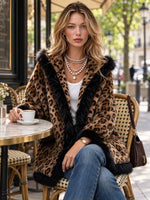 Women's Leopard Print Fleece Hooded Jacket