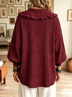 Women's Wavy Placket Button Textured Cardigan