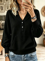 Women's Ribbed Knit Henley Pocket Sweater