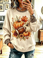 Vintage Pumpkin Autumn Pattern Art Casual Stylish Long Sleeve Sweatshirt