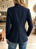 Women's Double-Breasted Flap Pocket Woolen Blazer