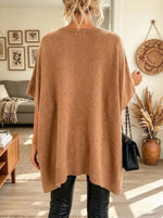 Women's Oversized V-Neck Poncho Sweater