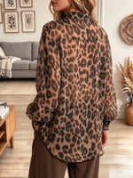 Vintage Elegant Leopard Print Chiffon Shirt