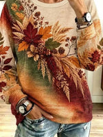 Vintage Autumn Leaf Pattern Art Casual Stylish Long Sleeve Sweatshirt