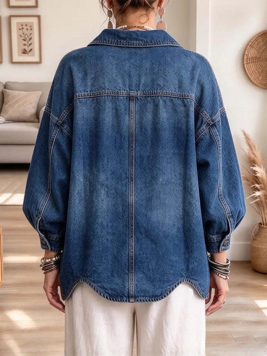 Retro Chic Art Casual Stylish Long Sleeve Lapel Denim Coat