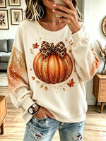 Vintage Pumpkin Autumn Pattern Art Casual Stylish Long Sleeve Sweatshirt