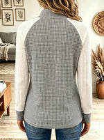 Women's Two-Tone Half-Zip Waffle Knit Pullover