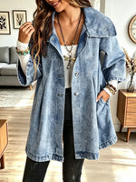 Retro Chic Art Casual Stylish Long Sleeve Denim Swing Coat