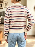 Elegant Stripe Pattern Knit Art Casual Stylish Long Sleeve Sweater