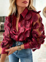 Vintage Elegant Sheer Embroidered Design Shirt