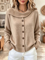 Retro Cowl Neck Knit Art Casual Stylish Long Sleeve Sweater