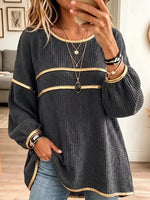 Women's Vintage Elegant Waffle Gold Trim Shirt