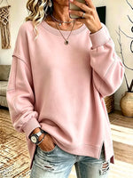 Women's Loose Fit Patchwork Crewneck Sweatshirt