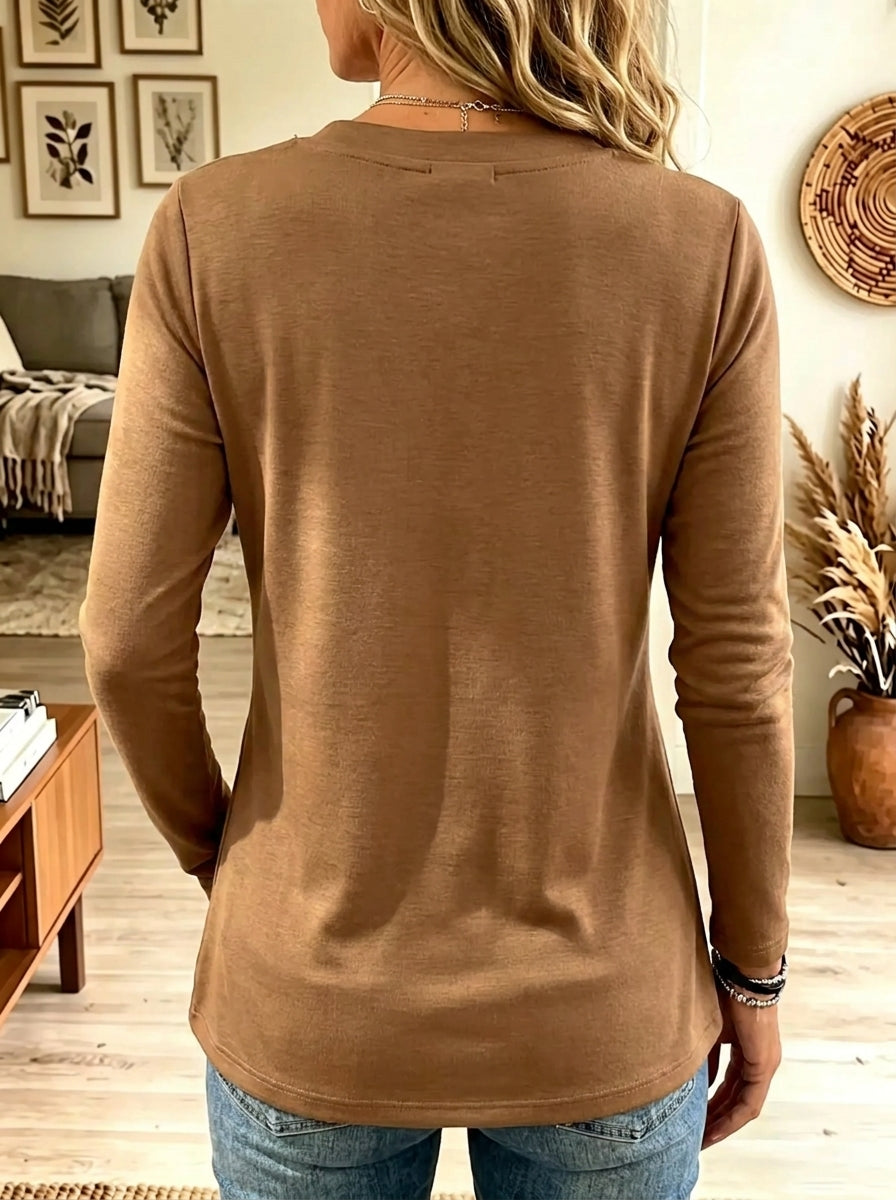 Women's V-Neck Tassel Fringe Long-Sleeve Top
