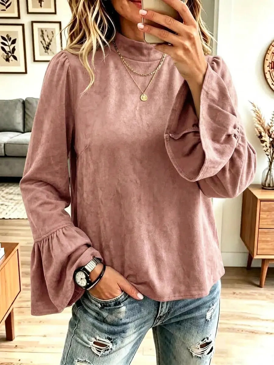 Retro Ruffle Art Round Collar Casual Stylish Long Sleeve Shirt