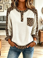 Retro Chic Leopard Pattern Art Casual Stylish Long Sleeve Shirt