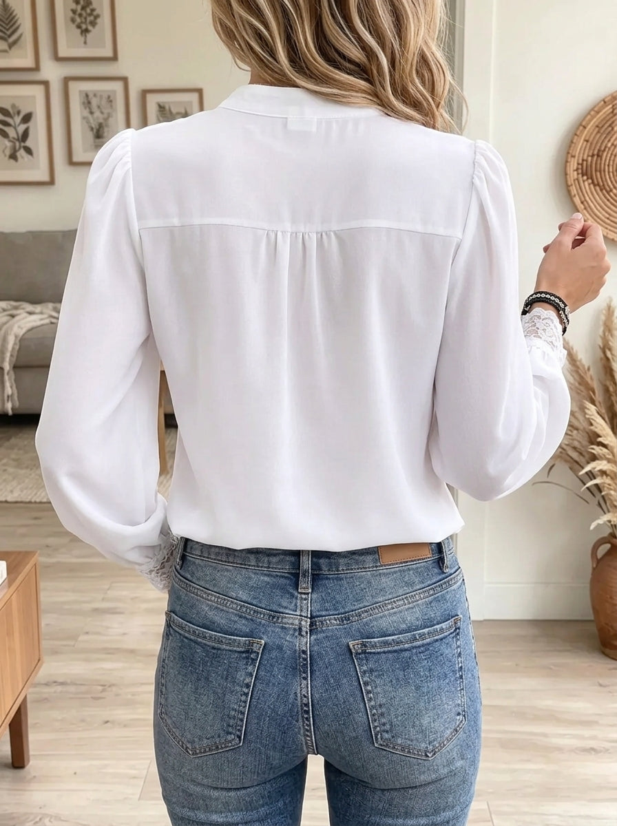 Women's Lace Panel Chiffon Blouse