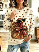 Funny Thanksgiving Turkey Pattern Art Casual Stylish Long Sleeve Sweatshirt