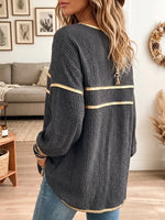 Women's Vintage Elegant Waffle Gold Trim Shirt