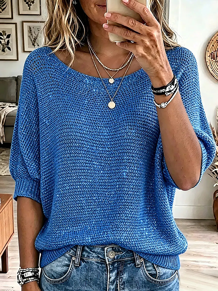 Vintage Elegant Glitter Knit Shirt