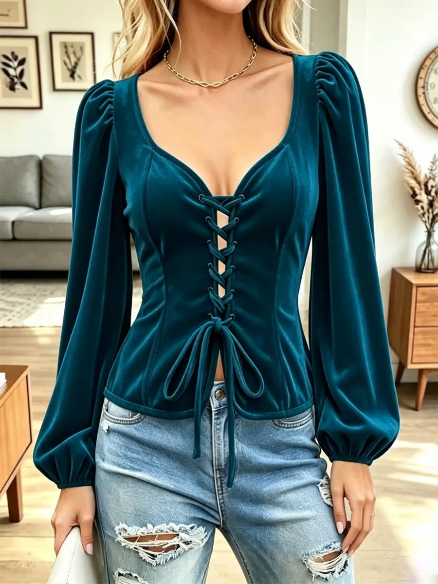 Retro Elegant Velvet Art Casual Stylish Long Sleeve Shirt