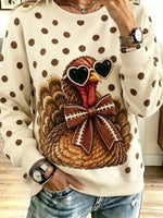 Funny Thanksgiving Turkey Pattern Art Casual Stylish Long Sleeve Sweatshirt