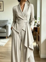 Retro Elegant Art Casual Stylish Long Sleeve Top And Pants Two-piece Set