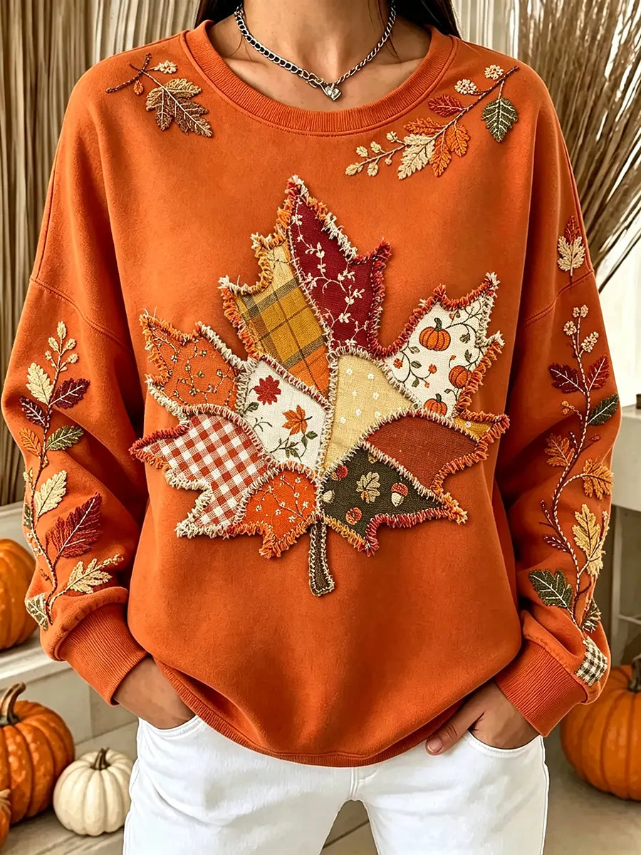 Vintage Autumn Maple Leaves Art Print Crewneck Sweatshirt