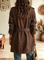 Women's Double-Breasted Flap Pocket Trench Jacket