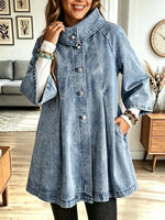 Retro Chic Art Casual Stylish Long Sleeve Denim Swing Coat