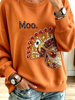 Funny Thanksgiving Turkey Pattern Art Casual Stylish Long Sleeve Sweatshirt