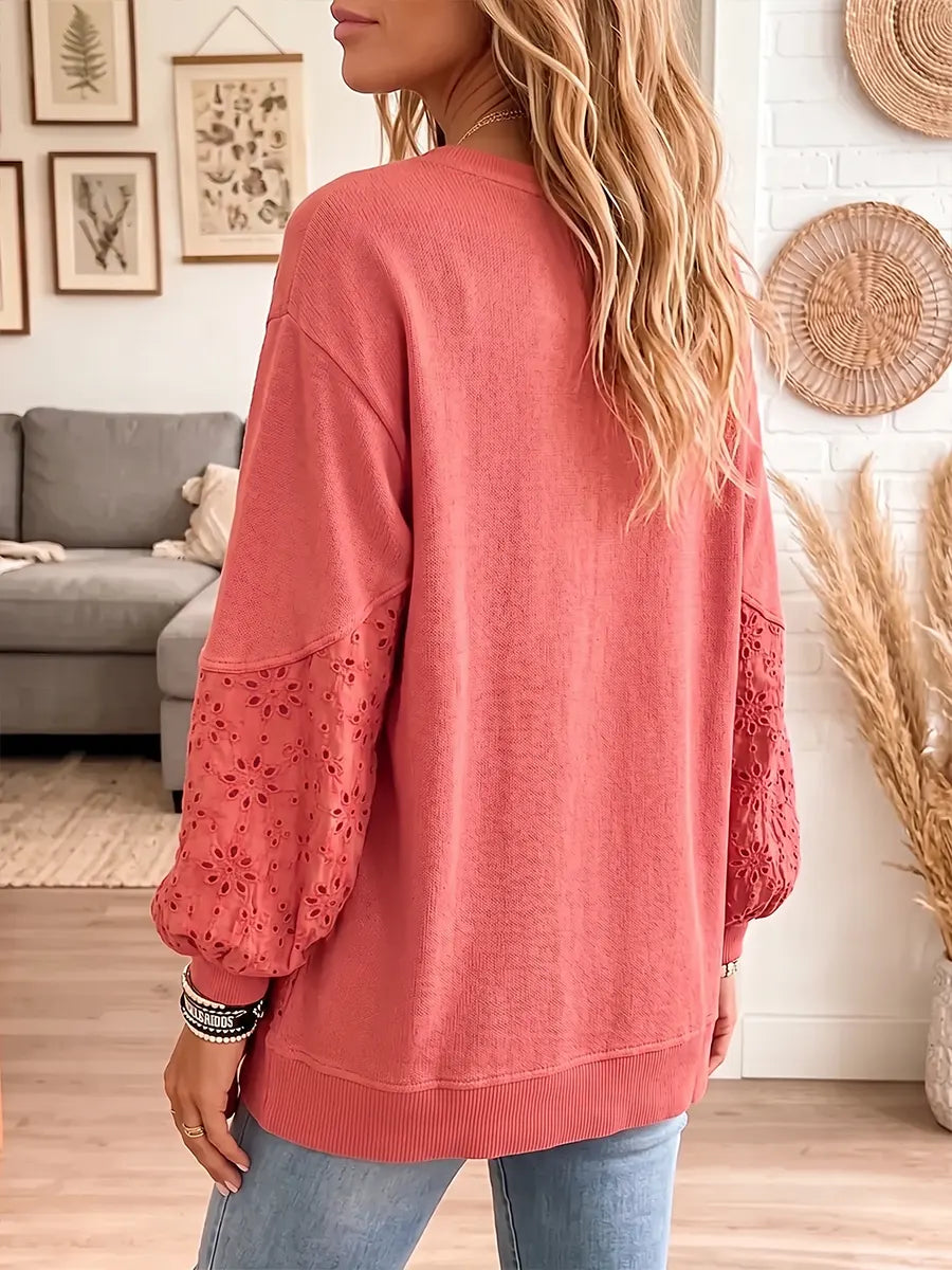 Women's Vintage Elegant Patchwork Crochet Flower Sweatshirt