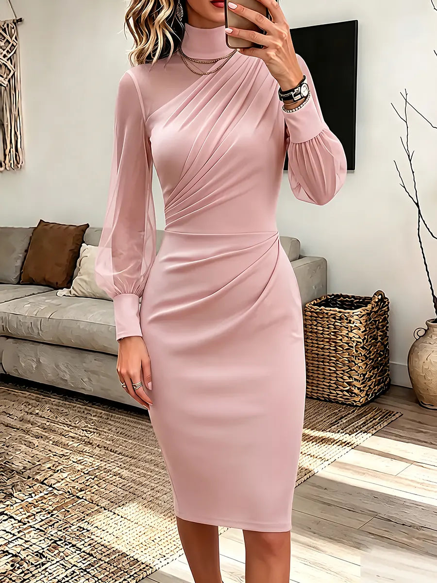 Vintage Elegant Sheer Mesh With Wrinkle Dress