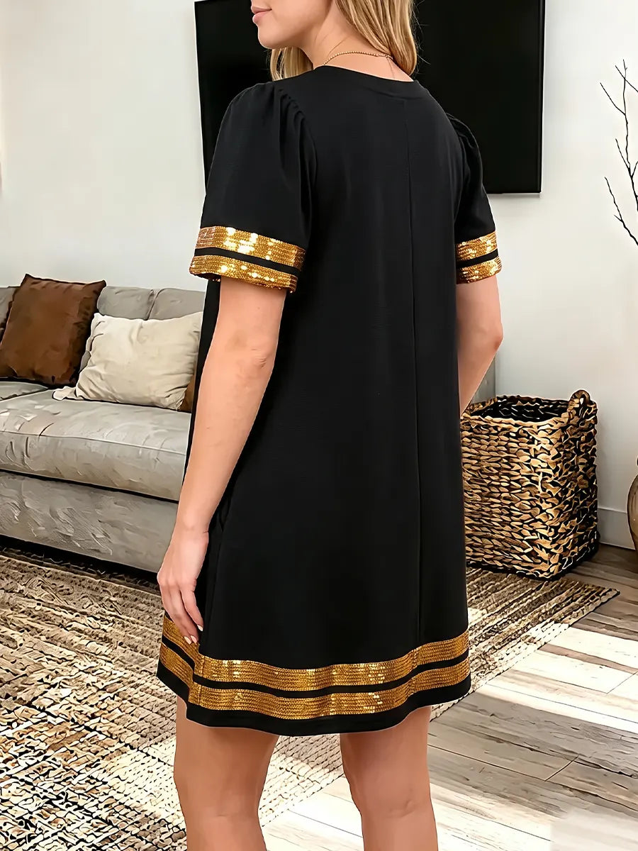 Vintage Elegant Game Day Sequin-embellished Dress