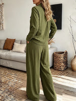 Vintage Elegant Sweatshirt And Pocketed Trousers Two-piece Set